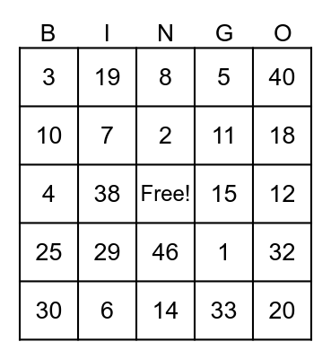 FUN Bingo Card
