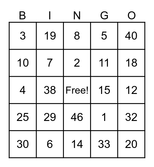 FUN Bingo Card