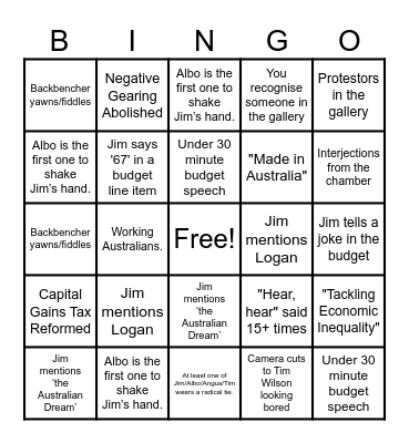 Budget Bingo 2026! Bingo Card