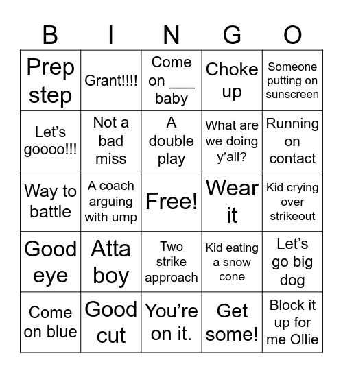 Dawgs Mom travel ball Bingo Card