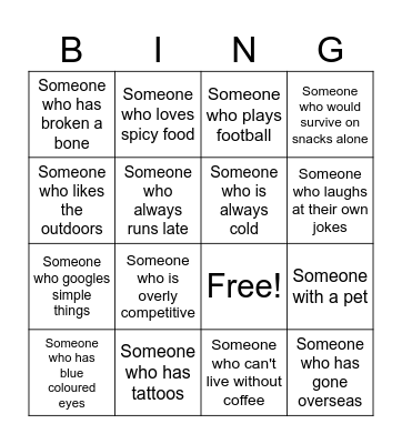 Ice Breaker Bingo Card