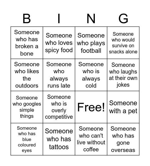 Ice Breaker Bingo Card