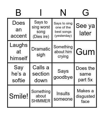 Mr. Ryan Bingo Card