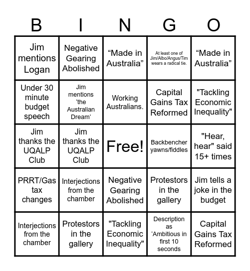 BUDGET BINGO 2026 Bingo Card
