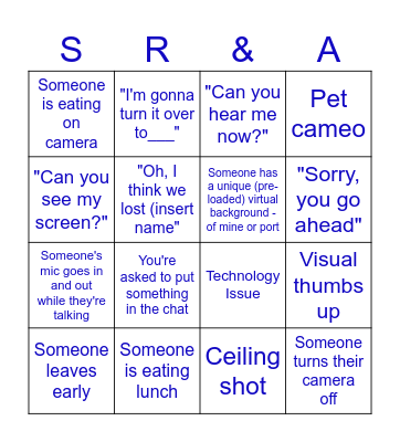 Zoom Meeting BINGO Card
