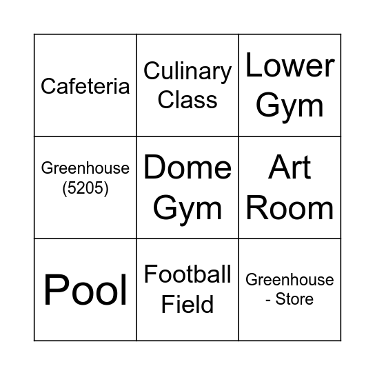 Huron High School Bingo Card