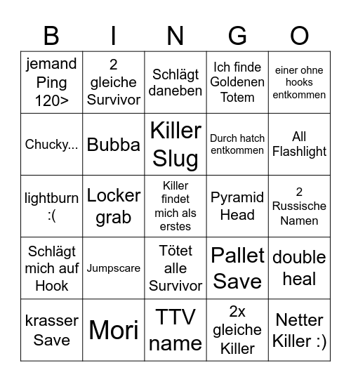 dbd Bingo Card