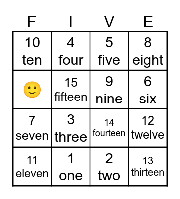 Number Bingo Card