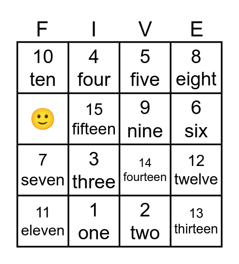 Number Bingo Card