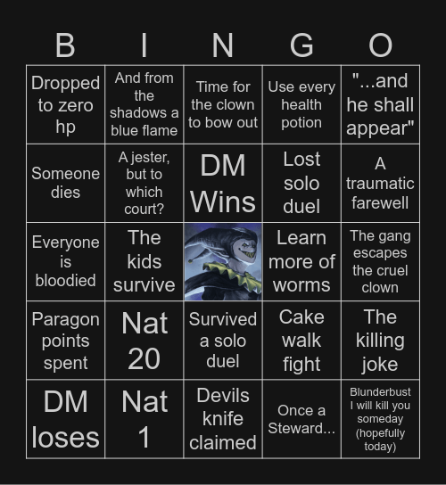 Jevils circus Bingo Card