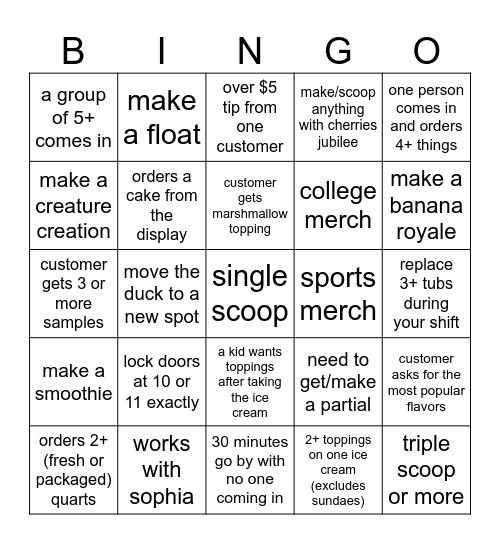 5/10/2026 closing shift Bingo Card