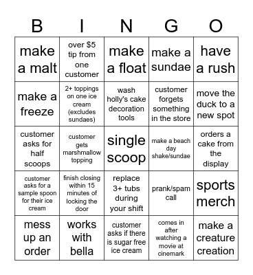 5/10/2026 closing shift Bingo Card