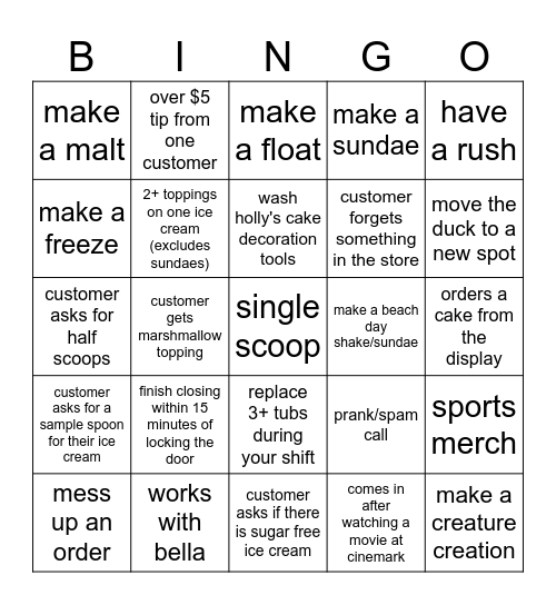 5/10/2026 closing shift Bingo Card