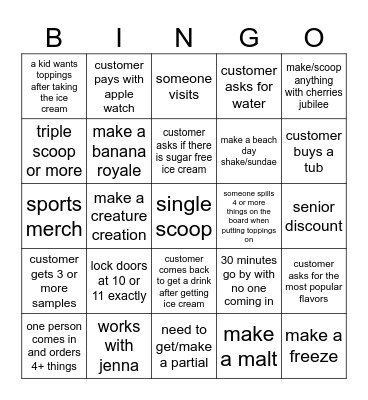 5/10/2026 closing shift Bingo Card