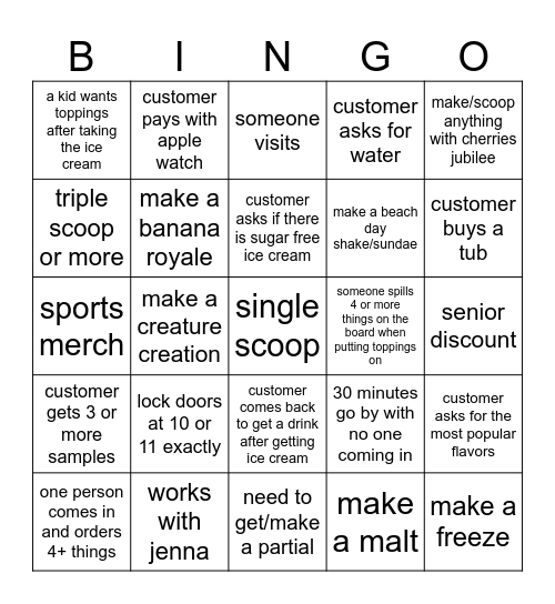 5/10/2026 closing shift Bingo Card