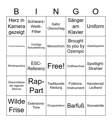 ESC Bingo Card