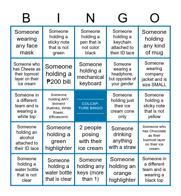 COLCAP-TURE BINGO Card