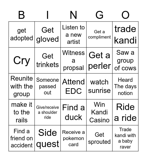 EDC Bingo Card