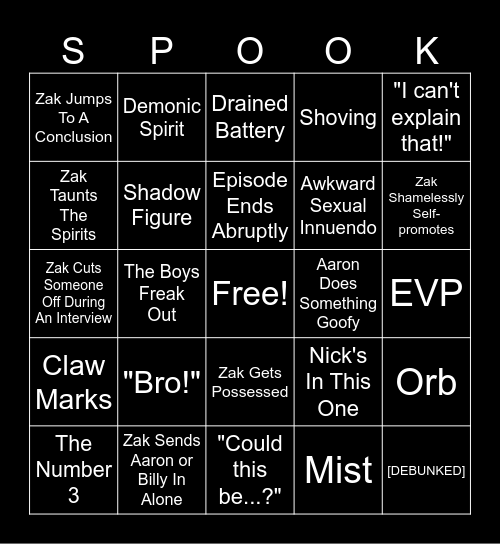 GHOST BINGO Card