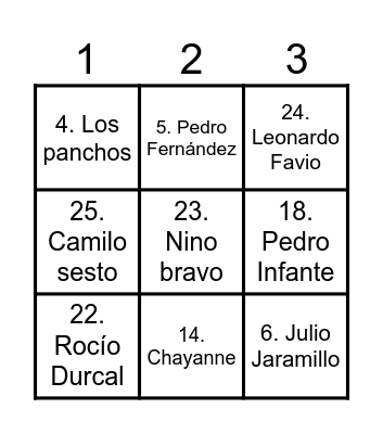 Bingo musical Bingo Card