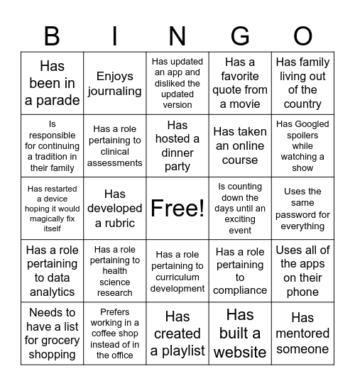 2026 GIR Conference Bingo Card