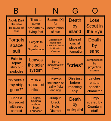 Outer WIlds Bingo Card