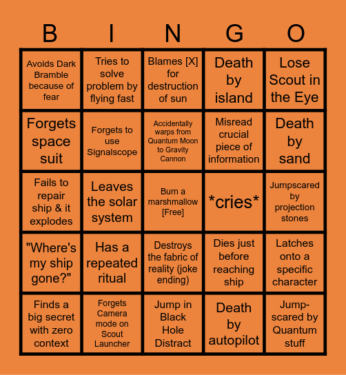 Outer WIlds Bingo Card