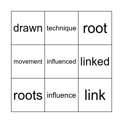 New Vocabulary Bingo Card
