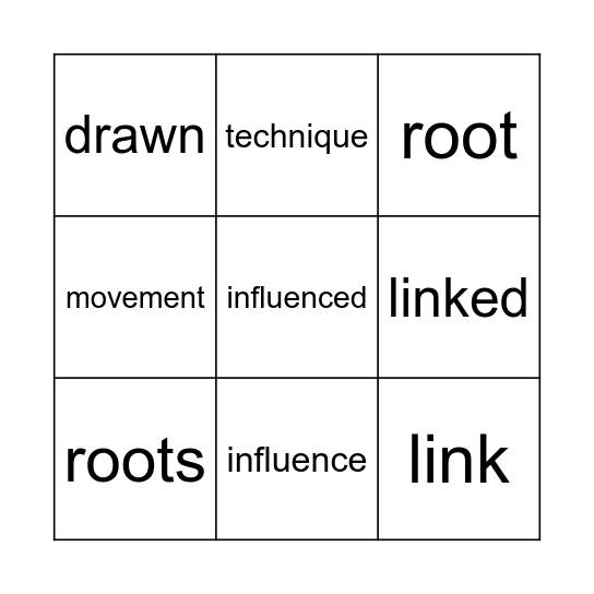 New Vocabulary Bingo Card