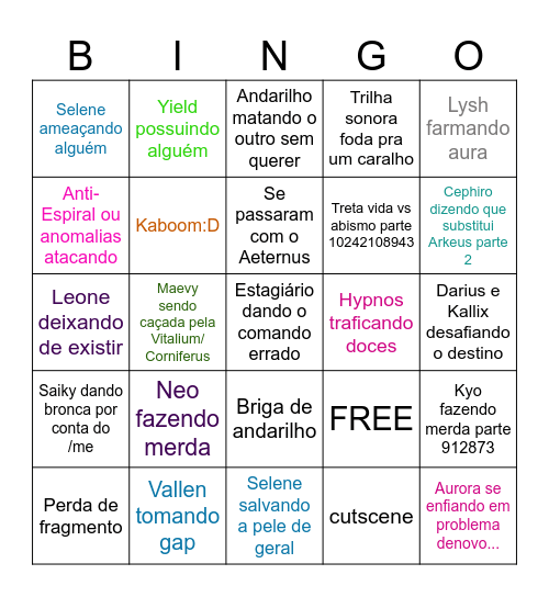 Espiralium primeira semana Bingo Card