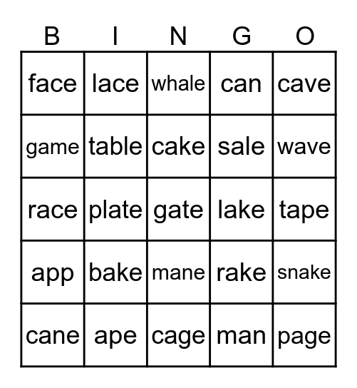 Long a Bingo Card