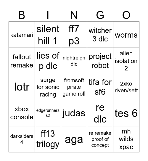summer gamer fester Bingo Card