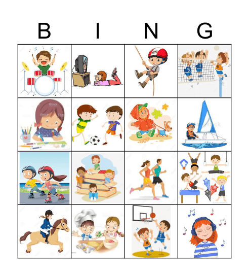 Hobbies Bingo Card