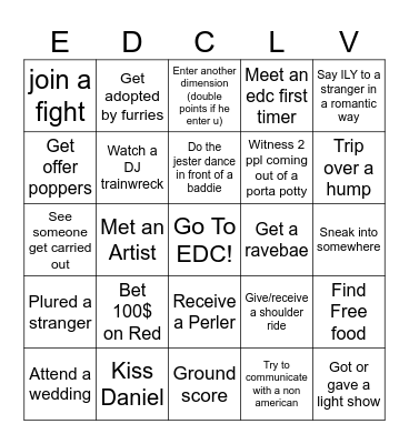 EDC Bingo Card