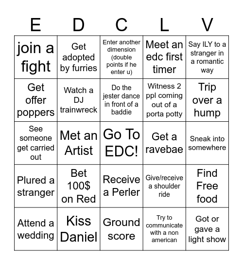 EDC Bingo Card