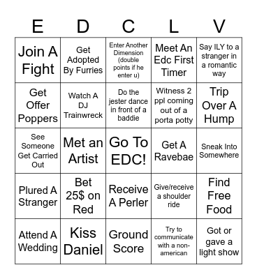 EDC Bingo Card