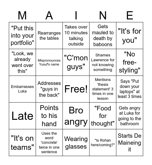 De Bingo Card
