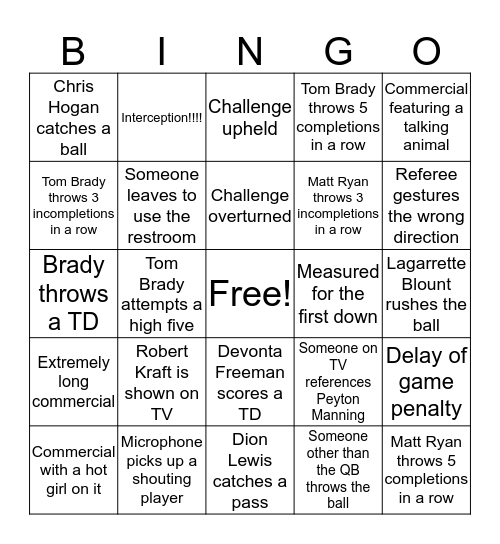 REMNANT SUPER BOWL BINGO Card