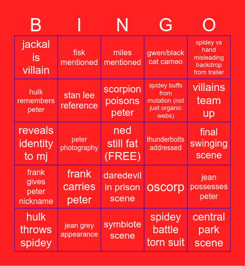 Brand New Day Bingo Card