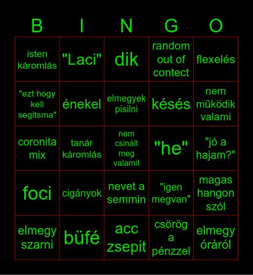 Zoli Bingo Card