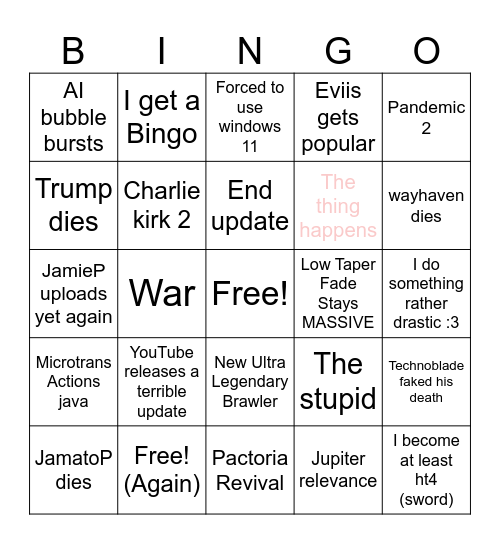 2026 bingo Card
