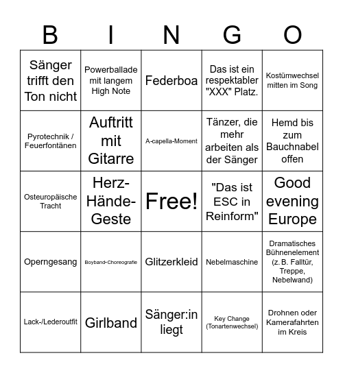 ESC 2026 bullshit bing Bingo Card