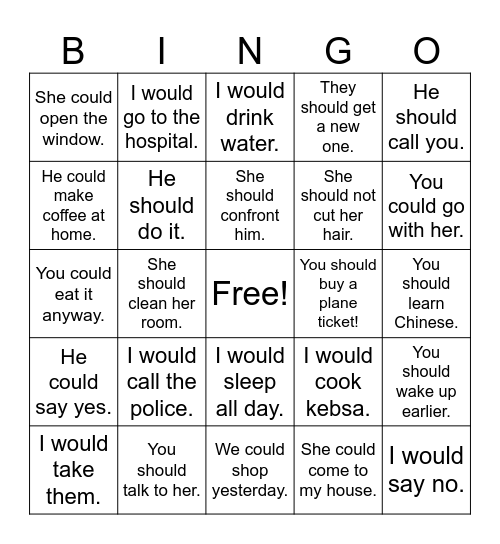 What Would You Do? Bingo Card