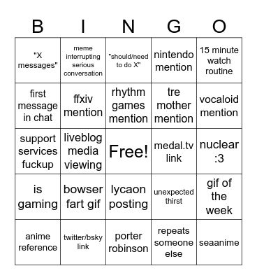 Tre Bingo Card