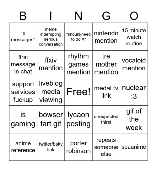 Tre Bingo Card