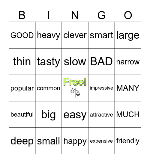 Comparatives & Superlatives Bingo Card