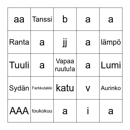 Meidän jamien kevätbingo Card