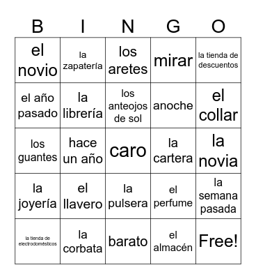 7B vocabulary Bingo Card
