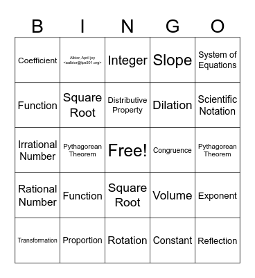 MAP Bingo! Bingo Card