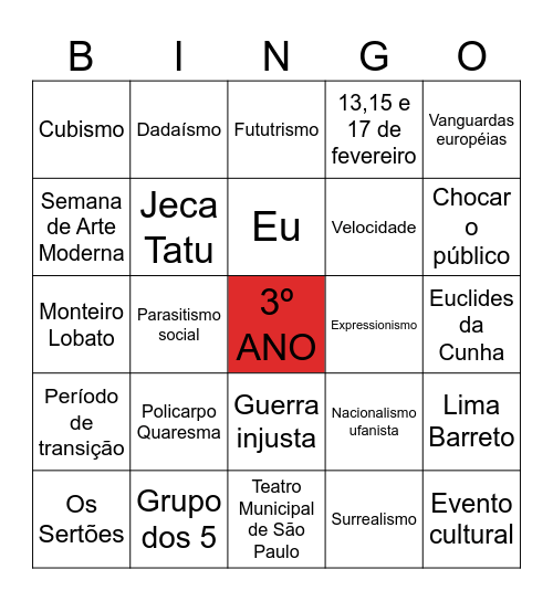 LITERARURA 3º ANO Bingo Card
